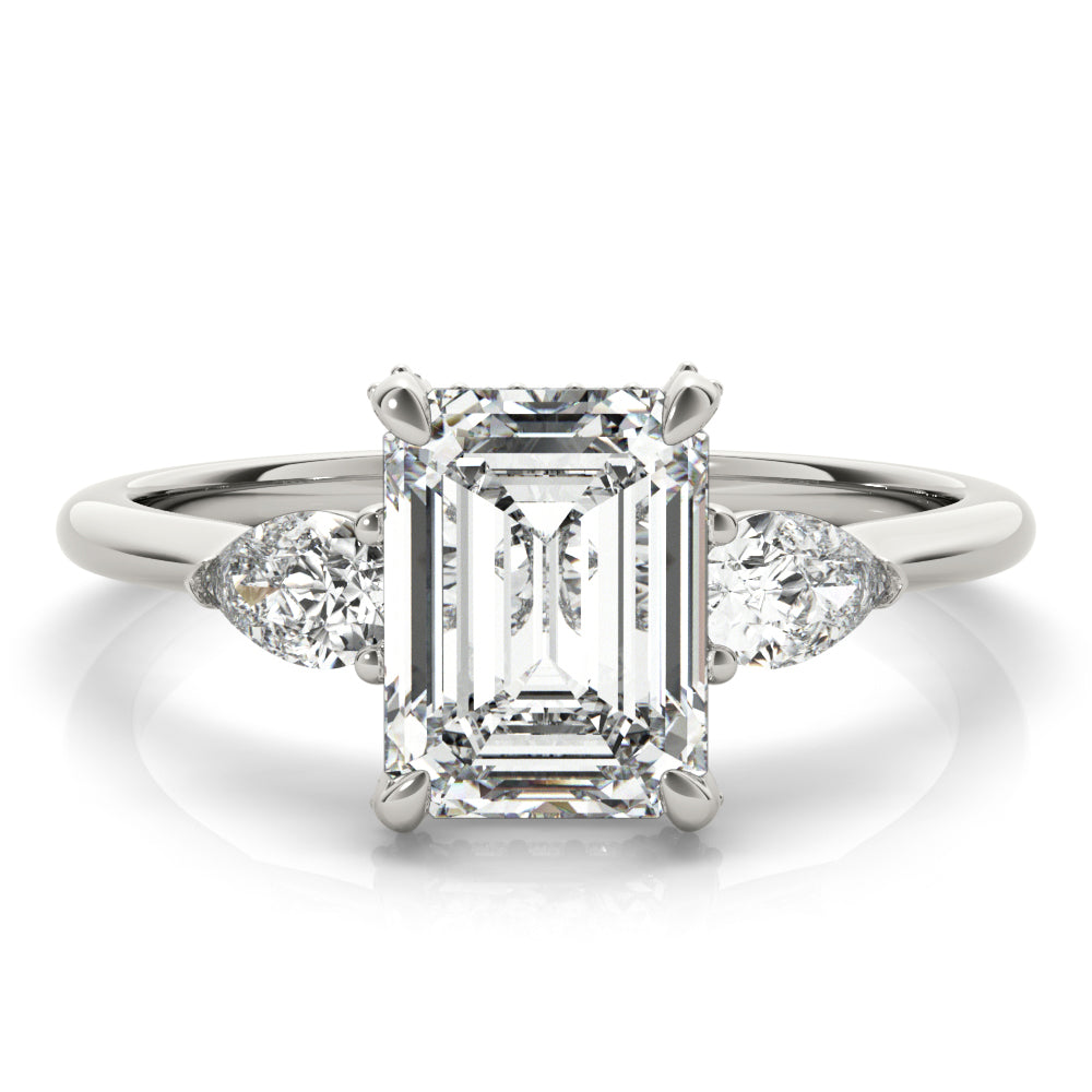 1.0 CT Emerald Diamond Three Stone Ring