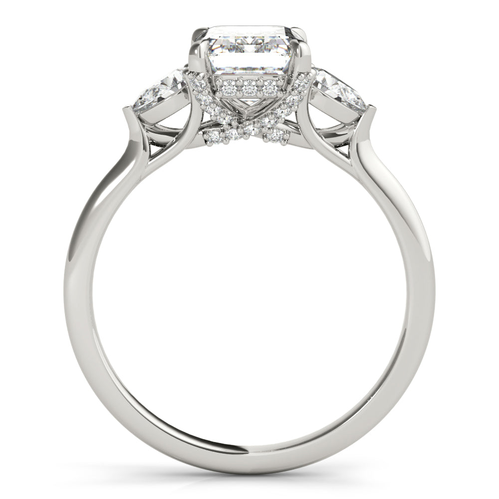 1.0 CT Emerald Diamond Three Stone Ring