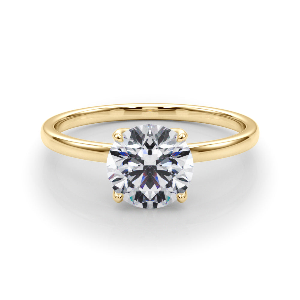 18K Yellow Gold 1 CT Round Diamond Engagement Ring