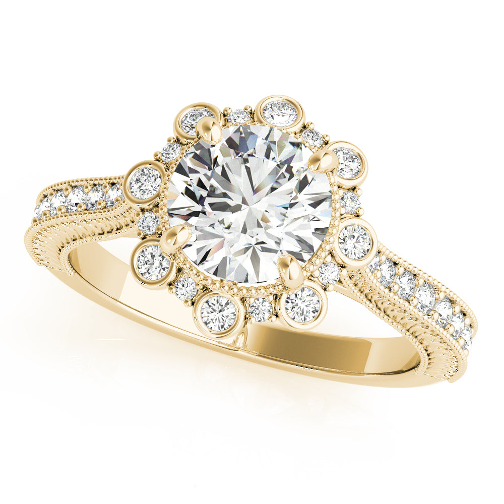 14K Yellow Gold 1 CT Diamond Halo Engagement Ring