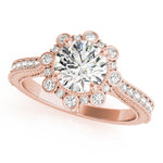 14K Rose Gold 1 ct Diamond Halo Engagement Ring