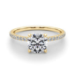 14K Yellow Gold Round Diamond Halo Engagement Ring