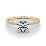 14K Yellow Gold Round Diamond Halo Engagement Ring