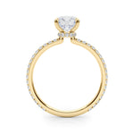 14K Yellow Gold Round Diamond Halo Engagement Ring