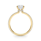 14K Yellow Gold Round Diamond Halo Engagement Ring