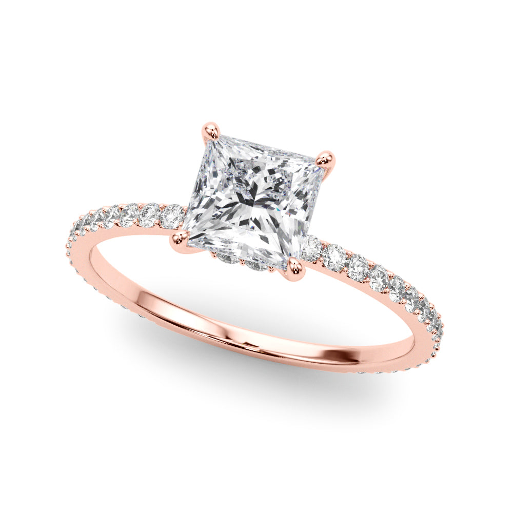 18K Rose Gold 1 CT Diamond Halo Engagement Ring