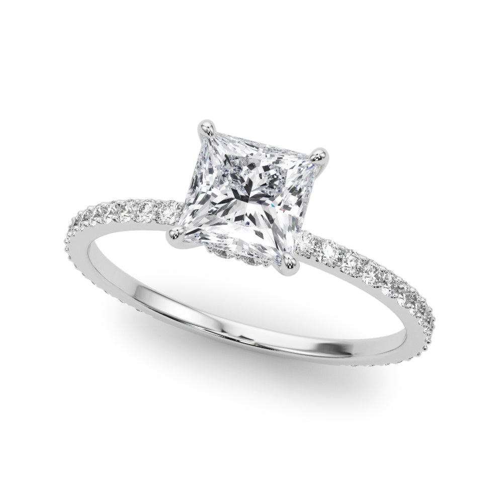 Diamond Halo Square Center Engagement Ring