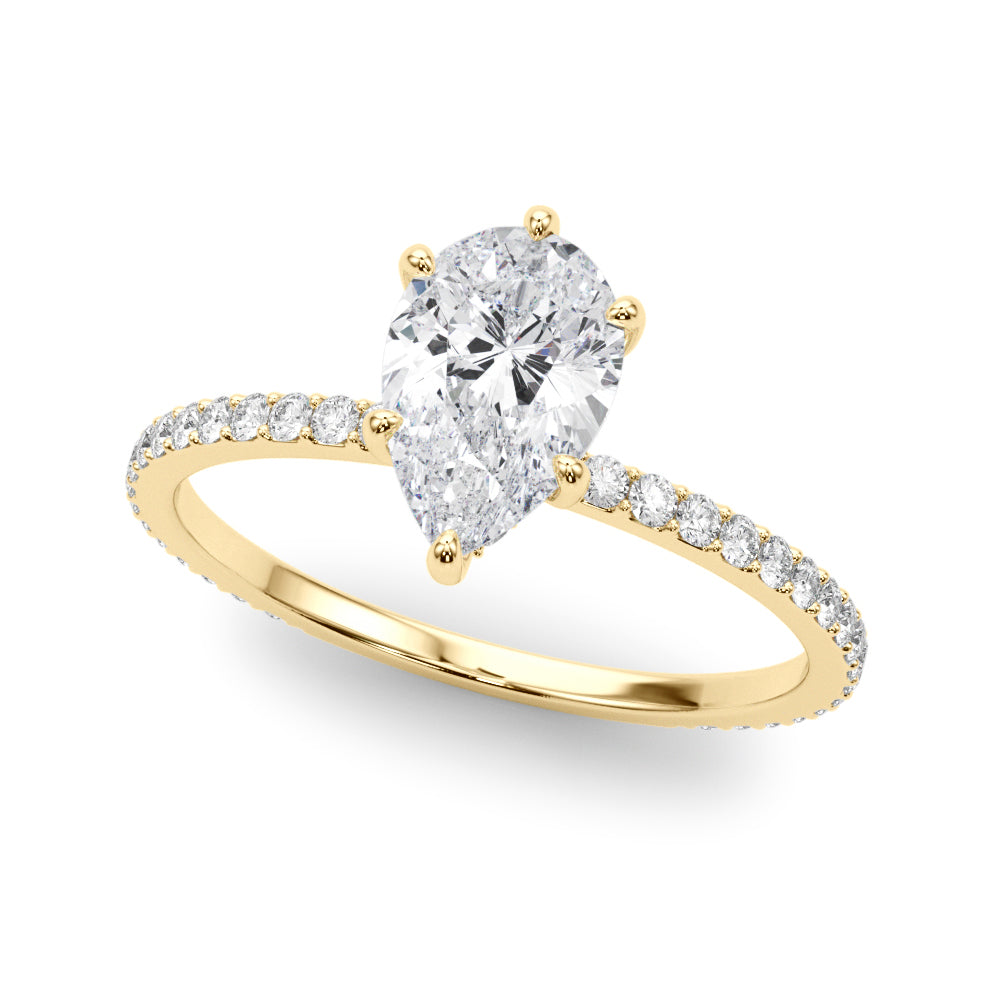 18K Yellow Gold Diamond Halo Engagement Ring 1/3 ctw