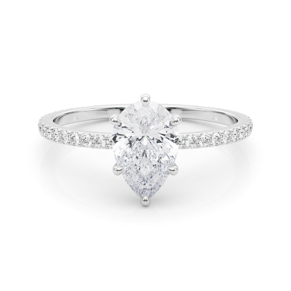 Diamond Halo Engagement Ring with Accent Stones