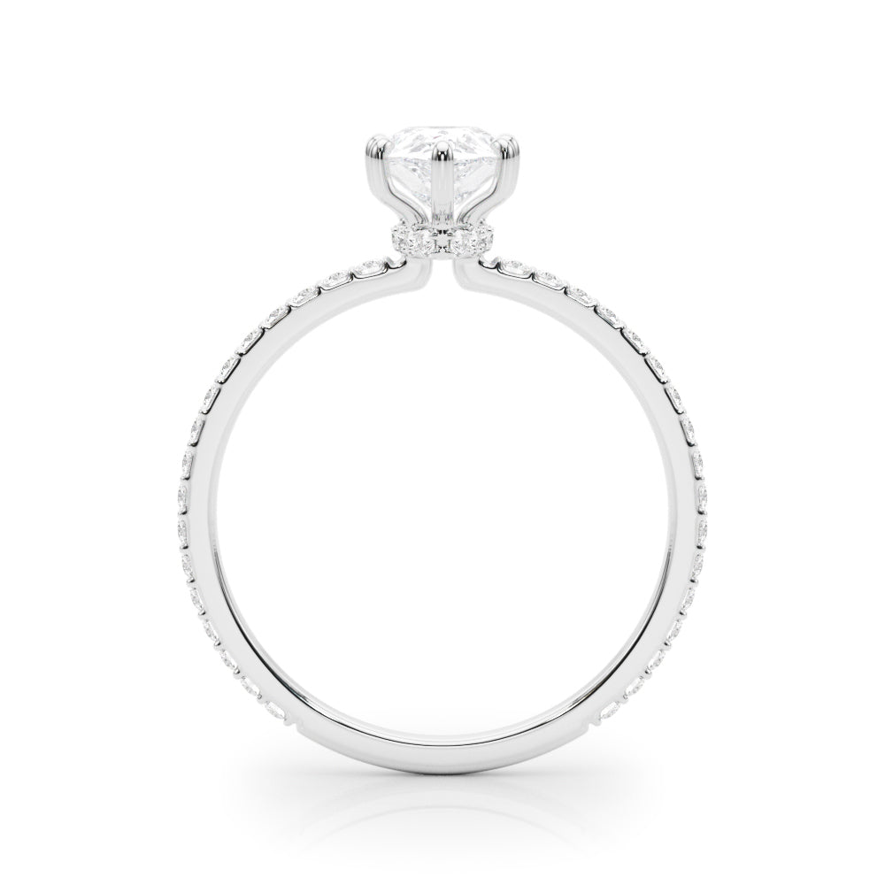 Diamond Halo Engagement Ring with Accent Stones