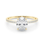 18K Yellow Gold Oval Diamond Halo Engagement Ring