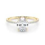 18K Yellow Gold Oval Diamond Halo Engagement Ring