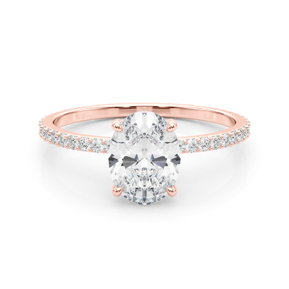 18K Rose Gold Oval Diamond Halo Engagement Ring