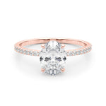 18K Rose Gold Oval Diamond Halo Engagement Ring