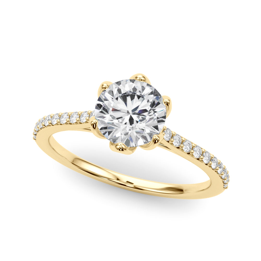 14K Yellow Gold Round Diamond Engagement Ring
