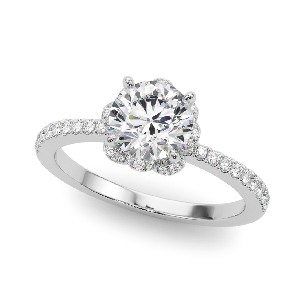 1.0 CT Round Diamond Halo Engagement Ring
