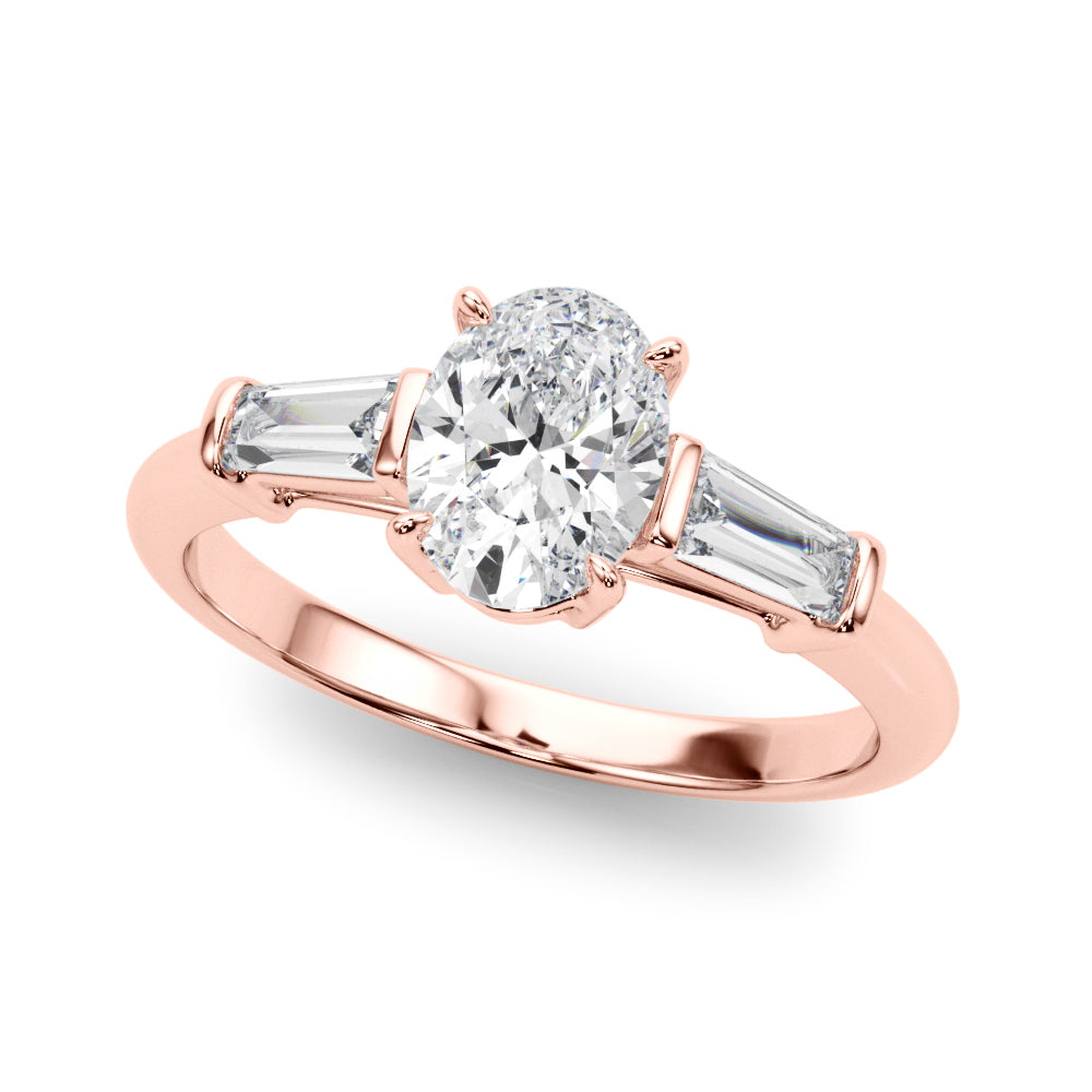 14K Rose Gold Oval Diamond Engagement Ring