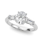 Oval Diamond Engagement Ring with Baguette Accents