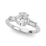 Oval Diamond Engagement Ring with Baguette Accents