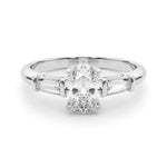 Oval Diamond Engagement Ring with Baguette Accents