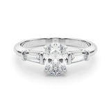 Oval Diamond Engagement Ring with Baguette Accents