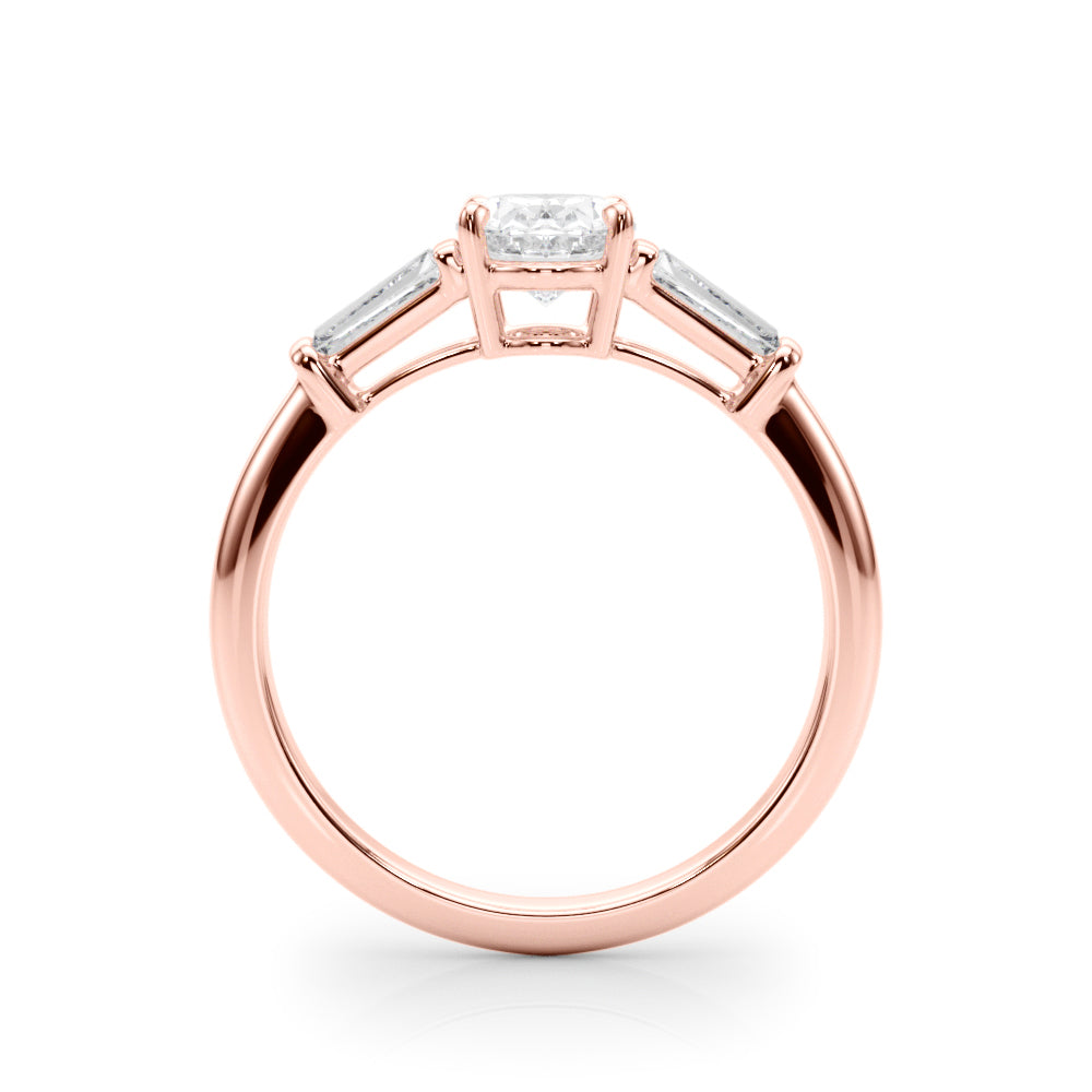14K Rose Gold Oval Diamond Engagement Ring