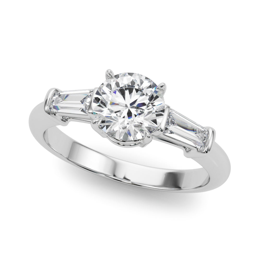 1.0 CT Round Diamond Engagement Ring with Baguettes