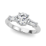 1.0 CT Round Diamond Engagement Ring with Baguettes