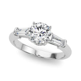 1.0 CT Round Diamond Engagement Ring with Baguettes