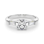 1.0 CT Round Diamond Engagement Ring with Baguettes