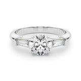 1.0 CT Round Diamond Engagement Ring with Baguettes