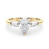 18K Yellow Gold Diamond Engagement Ring with Baguette Stones