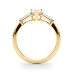 18K Yellow Gold Diamond Engagement Ring with Baguette Stones