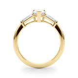 18K Yellow Gold Diamond Engagement Ring with Baguette Stones