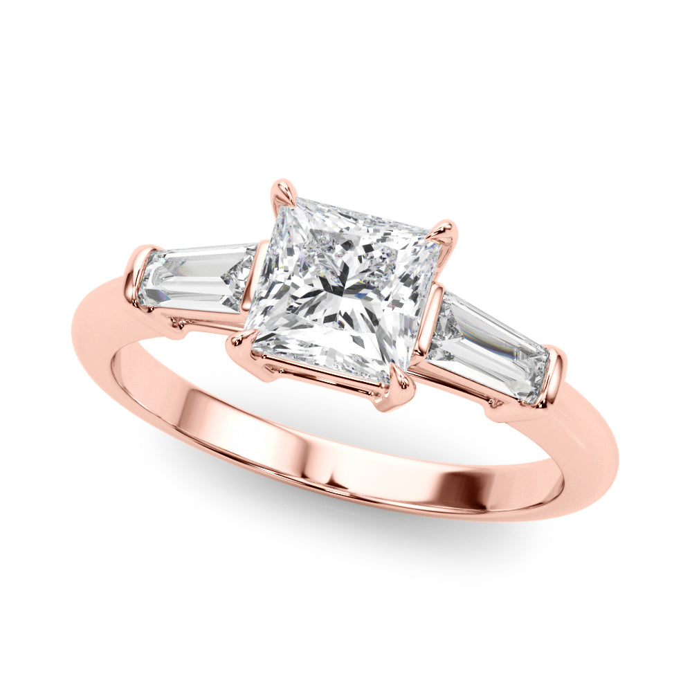 14K Rose Gold Diamond Three-Stone Engagement Ring