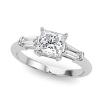 14K Gold Square Diamond Three Stone Ring