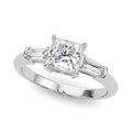 14K Gold Square Diamond Three Stone Ring