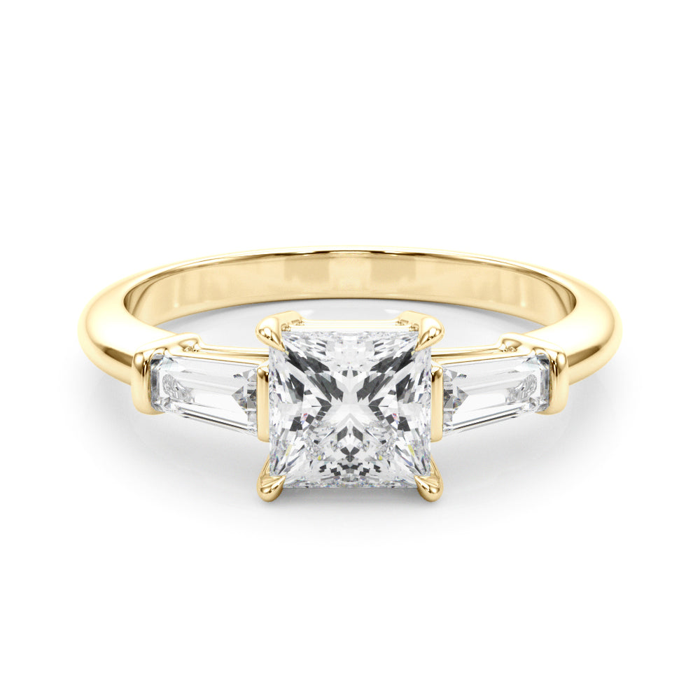 18K Yellow Gold 1ct Diamond Three-Stone Engagement Ring
