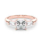 14K Rose Gold Diamond Three-Stone Engagement Ring
