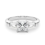 14K Gold Square Diamond Three Stone Ring