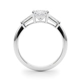 14K Gold Square Diamond Three Stone Ring