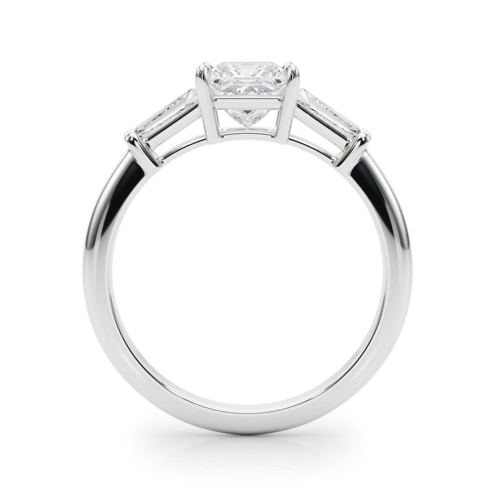 14K Gold Square Diamond Three Stone Ring