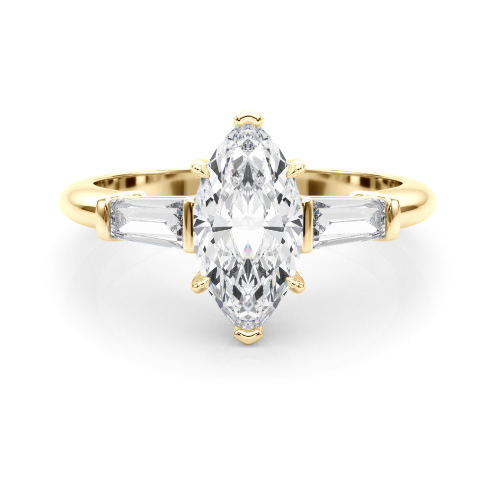 14K Yellow Gold Marquise Diamond Engagement Ring