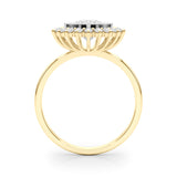 14K Yellow Gold Round Diamond Halo Engagement Ring