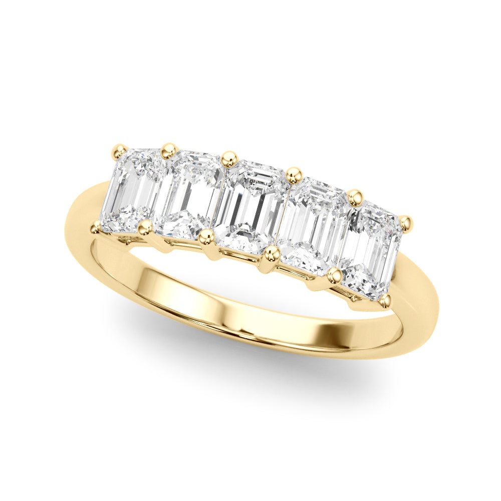 14K Yellow Gold Multi-Stone Emerald Diamond Ring
