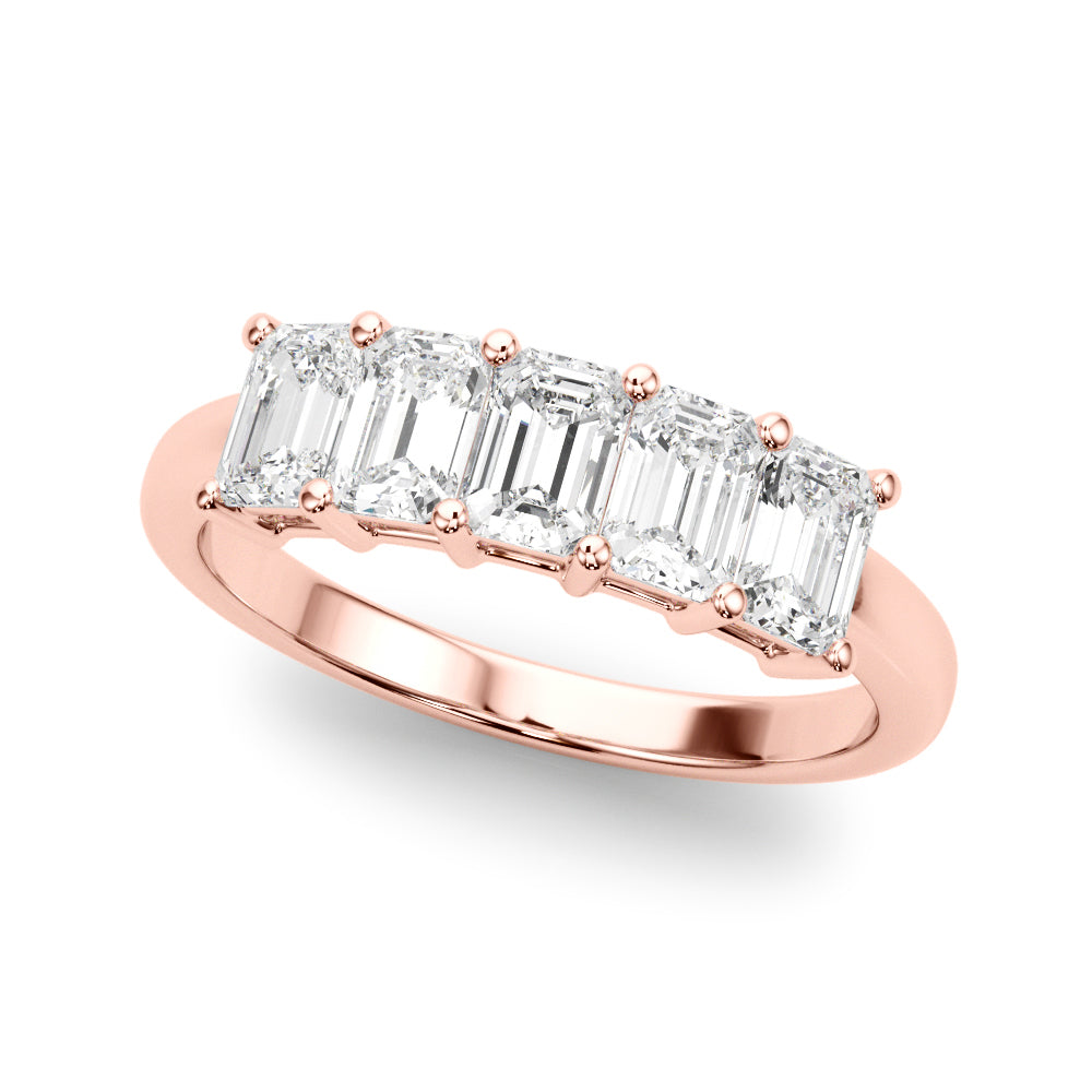 14K Rose Gold Multi-Stone Emerald Diamond Ring