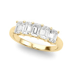 14K Yellow Gold Emerald Diamond Wedding Ring