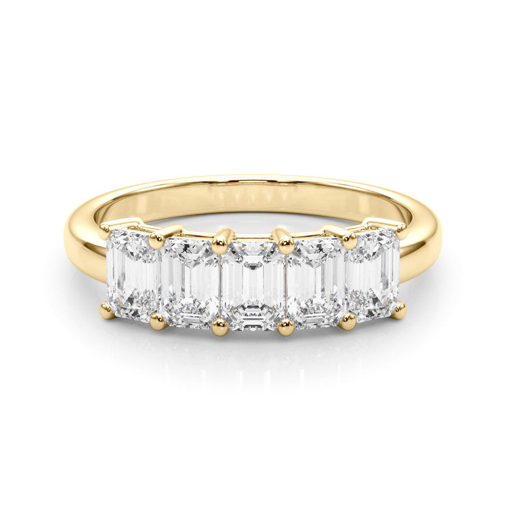 14K Yellow Gold Multi-Stone Emerald Diamond Ring