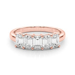 14K Rose Gold Emerald Diamond Wedding Ring