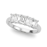 Multi-Diamond Emerald Cut Wedding Ring